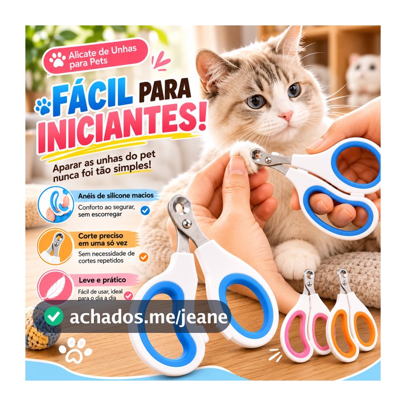 Cortador de Unhas Pet Profissional em Inox com Corte Seguro para Cães Gatos Coelhos e Animais Pequenos Tesoura de Unhas