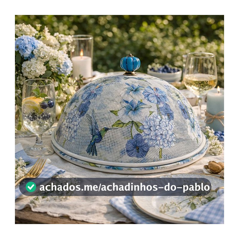 Boleira decorada artesanal/Cobre bolo decorado com decoupage/Prato MDF com proteção de vidro fixo (30 cm.)