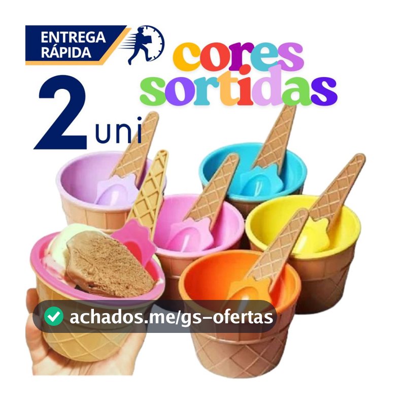 Jogo de Pote Potinho Casquinha Tigela para Sorvete Sobremesa com Colher