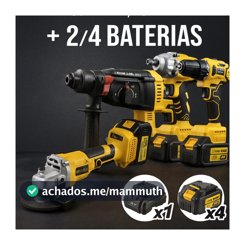 Kit Profissional 4 em 1 48V: Furadeira, Chave de Impacto, Esmerilhadeira, Parafusadeira + 2/4 Baterias