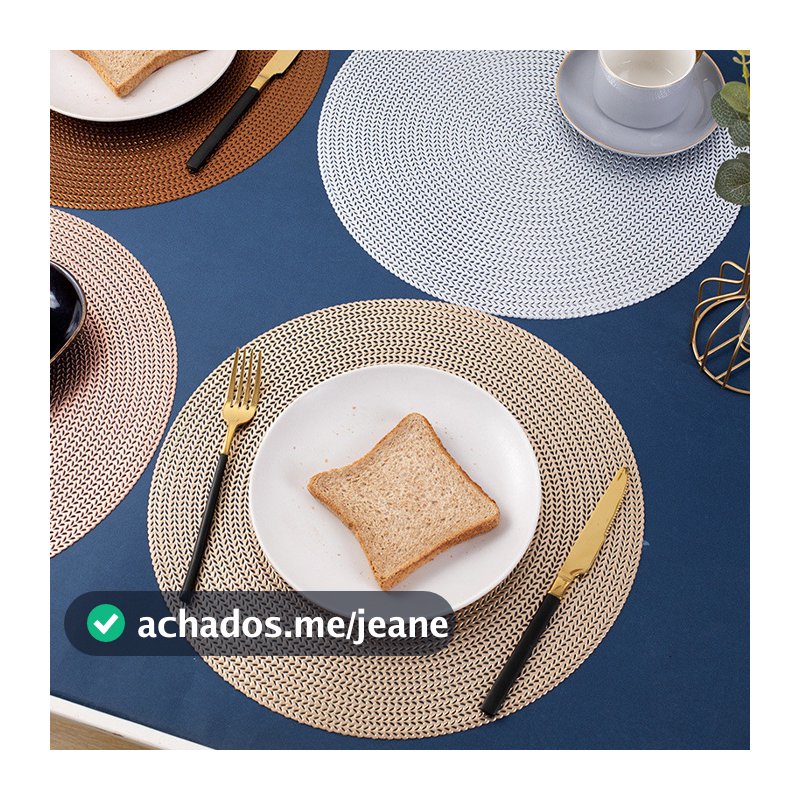 Kit 6/10 Peças Jogo Americano Individuais De Mesa em PVC Redondo Oco Ocidental