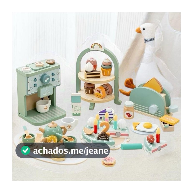 Brinquedo Madeira xicara Chá, Café, Liquidificador, Bolo aniversario, Cafeteira, Cozinha, Infantil Montessori Pedagógico