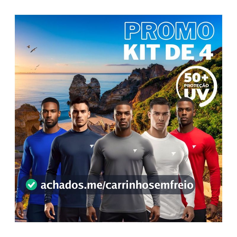 Promoção Kit 4 Camiseta Termica Masculina Segunda Pele Proteção Contra o Sol UV50+ Verão Camisa Malha Fria Compressão