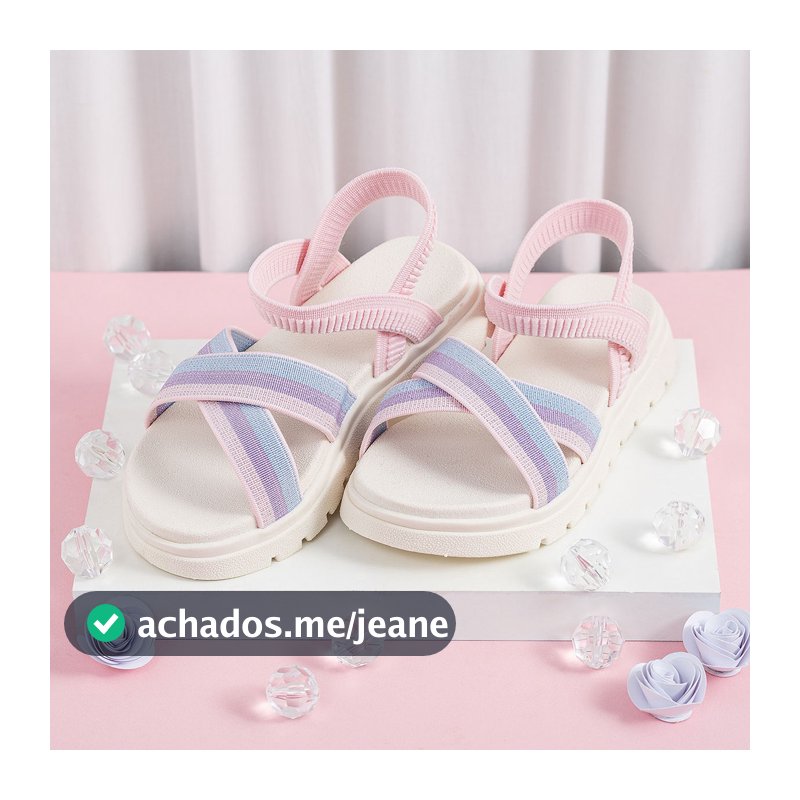 Sandália Infantil Feminina com Tiras Coloridas e Solado Branco Conforto com Estilo