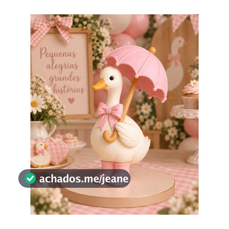 Pata com guarda-chuva Rosa | pintado a mão e laqueado | Festa Infantil Luxo