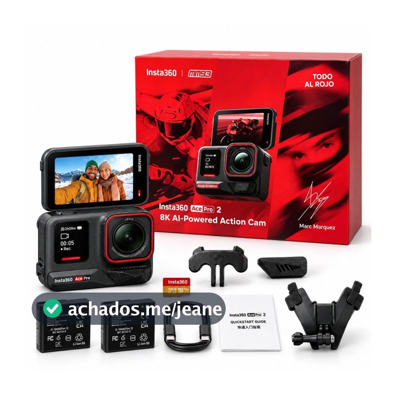 Câmera Insta360 Ace Pro 2 Action Bundle (2 Baterias) À Prova D' Água Cor Preto