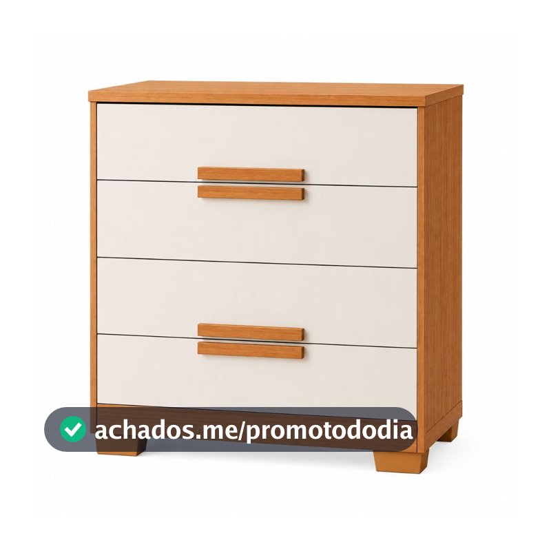 Cômoda Gaveteiro Quarto Estilo Moderno Jade Com 4 Gavetas Com Puxadores E Pés Em Madeira Maciça