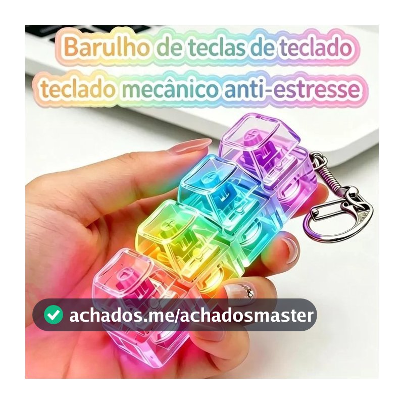 Mini Teclado Mecânico Anti-Ansiedade em Chaveiro com 4 Teclas Clicáveis – Som Tátil Relaxante
