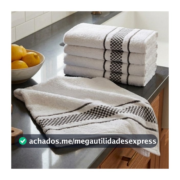 Kit 5 Panos de Prato Xadrez Preto Copa Premium Atoalhado 45x70cm 100% Algodão
