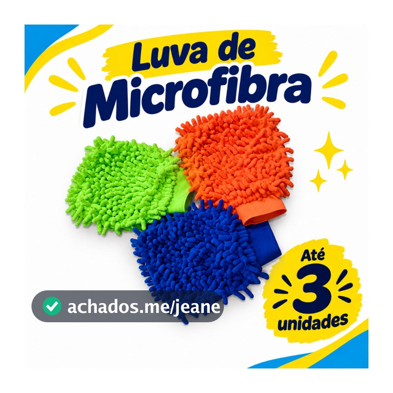 Kit Luva Microfibra Para Lavar Carro E Limpeza Doméstica Luvas Automotivas Acessórios Lavagem Limpeza