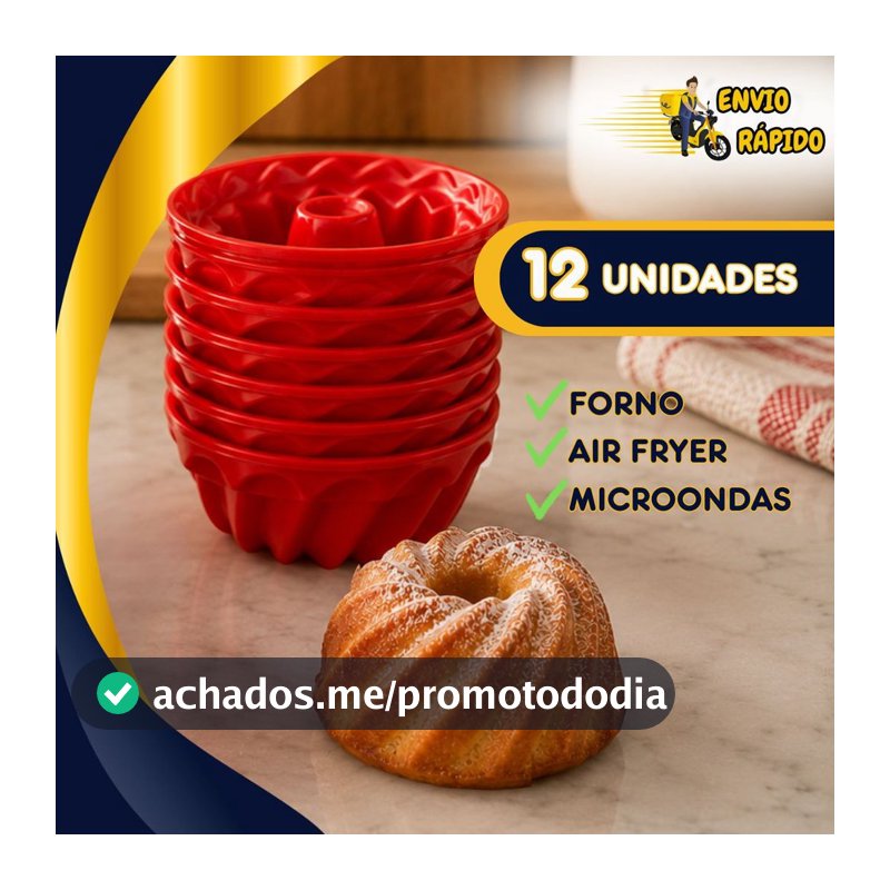 Kits Forminha Mini Forma Cupcake Pudim de Silicone Vulcãozinho Antiaderente