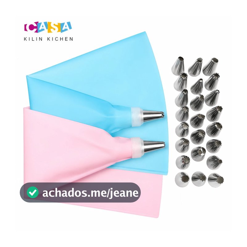24 PÇS Azul/Rosa Conjunto de Saco de Confeiteira de Silicone com Bico para Decoração com Creme/Confeitaria/Açúcar