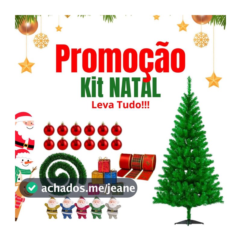 Árvore de Natal 1,20m Completa Enfeites Pisca-Pisca Decoração Natalina Completa