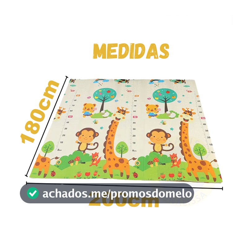 Tapete Infantil Dobrável 180x200cm Emborrachado Dupla Face Antiderrapante Anti Impacto Bebê S13