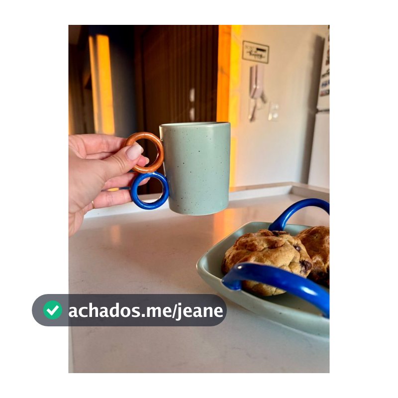 Caneca Duo de Cerâmica 300ml - Laranja e Azul
