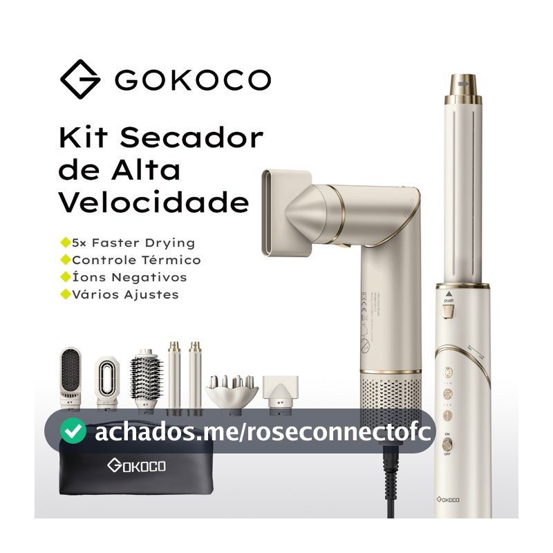 GOKOCO Escova Secadora 7 Em 1 GD032 Conjunto De Secador De Cabelo Multifuncional De Alta Velocidade  Para Alisar Enrolar