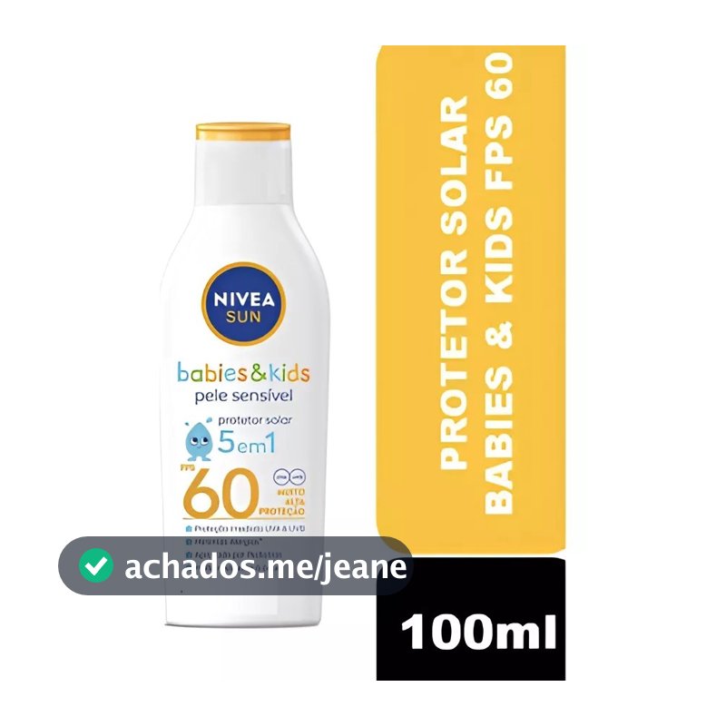 Protetor Solar Nivea Kids & Babies Pele Sensível FPS 60 100ml - Infantil, muito alta proteção UVA/UVB