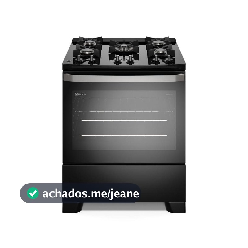Fogão 5 bocas Electrolux Preto Efficient Mesa de Vidro, PerfectCook e Grades de Ferro (FE5GB)