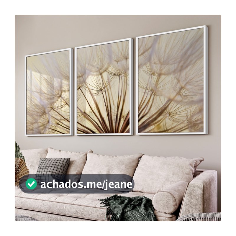Quadro Decorativo Dente De Leão Claro 70X50 Com Vidros