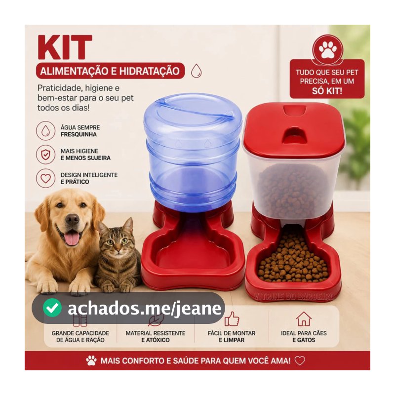 Kit Bebedouro 10 Litros E Comedourto 8 Litros Pet Porte Grande