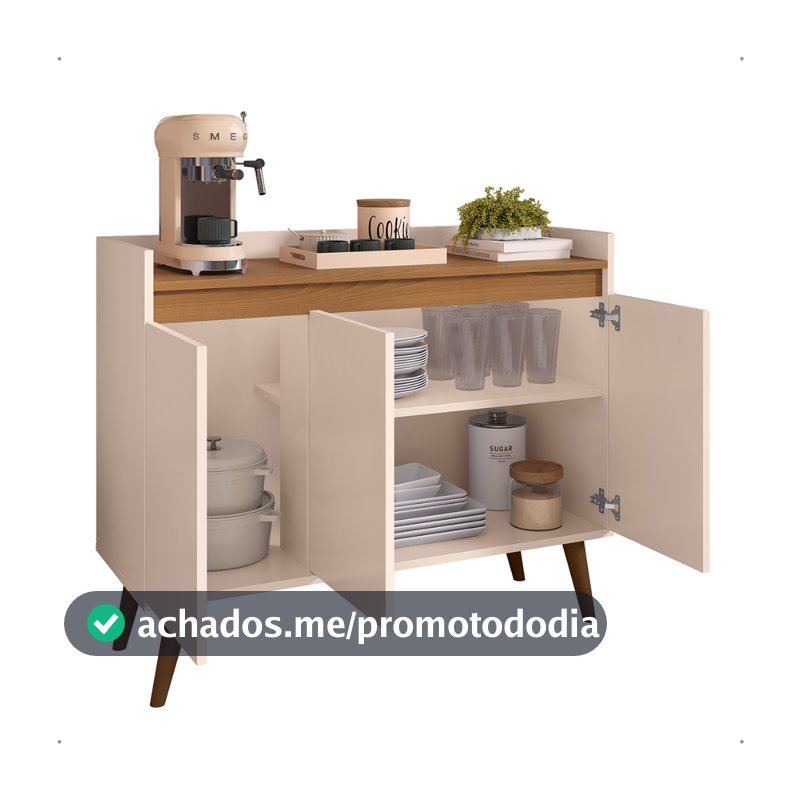 Aparador Buffet Carrefour Cantinho Café Sala Jantar Cozinha 3 Portas Organizador Prático Prateleira