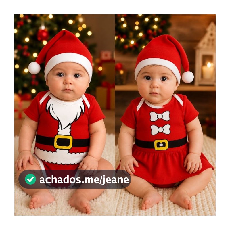 Body Bebê Natal Papai Noel Mamãe Noel + Touca Mesversaio Temático Fantasia Menino / Menina