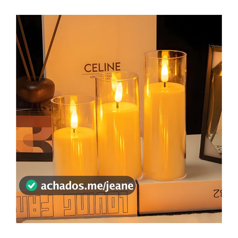 Vela Led Eletrônica Amarela Linda Decorativa Com Baterias/Festa/Casamento/Decoração