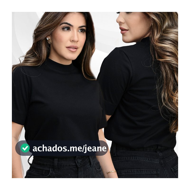 T-SHIRT GOLA ALTA FEMININA MENEGOTTI 100% ALGODÃO
