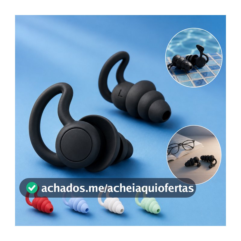 Kit Tampão de Ouvido Protetor Auricular Silicone 3 Camadas Redução Ruído Reutilizável Isolamento Acústico Perfeito+Case