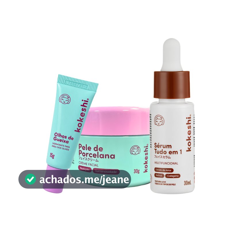 Kit Renovadores Kokeshi Creme Sérum Facial Pele de Porcelana Sérum Tudo em 1 Olhos de Gueixa