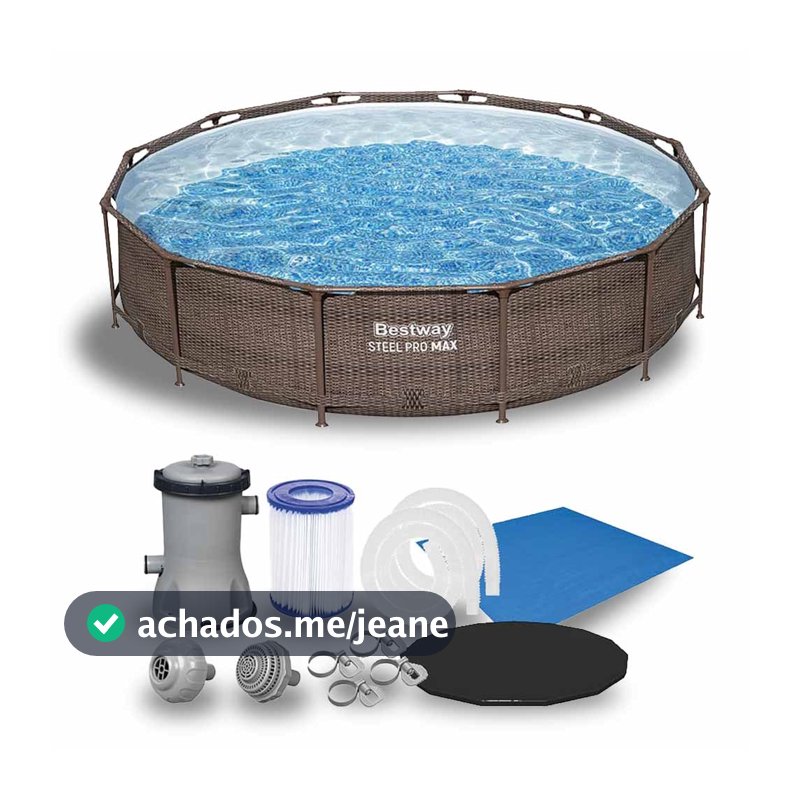 Piscina Estrutural 6.473 Litros Deluxe Circular + Bomba Filtrante + Capa + Forro Bestway