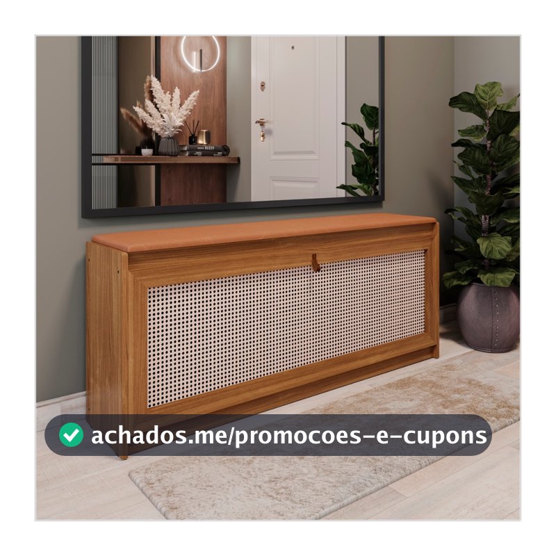 Banco Sapateira 130cm Madeira com Assento Almofadado Corino Organizador para Quarto Ofertamo