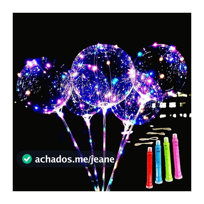 Kit 10 20 30 e 50 Balões Transparente Balão Bubble Luz Cristal para Festa e Eventos Com Led 24 Polegadas 60 Centimetros