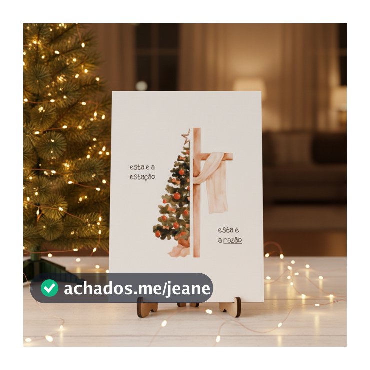 Quadro Decorativo Natalino MDF Oração Fé Jesus Cruz Árvore Natal Decoração Lar Presente Religioso