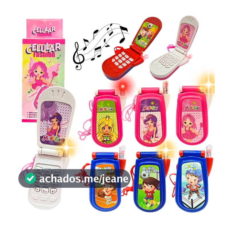 Kit 10 Celular Brinquedo Lembrancinha Menina Menino Musical Colorido Prenda Crianças Atacado Revenda