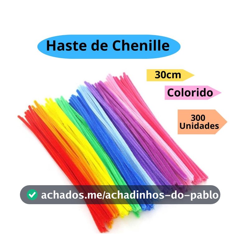 Haste de Chenille 30cm 100/200/300 Unidades para Artesanato Limpador de Cachimbo Fios