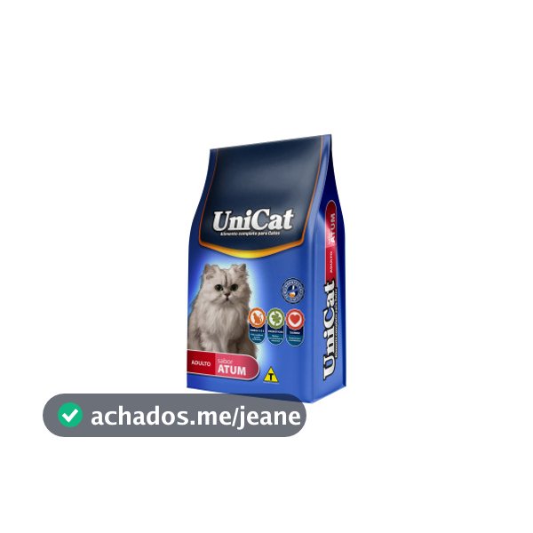 Ração Unicat Premium Para Gatos Adultos Sabor Atum Taurina Omega 3 e 6 Sem Corantes Artificiais 10kg