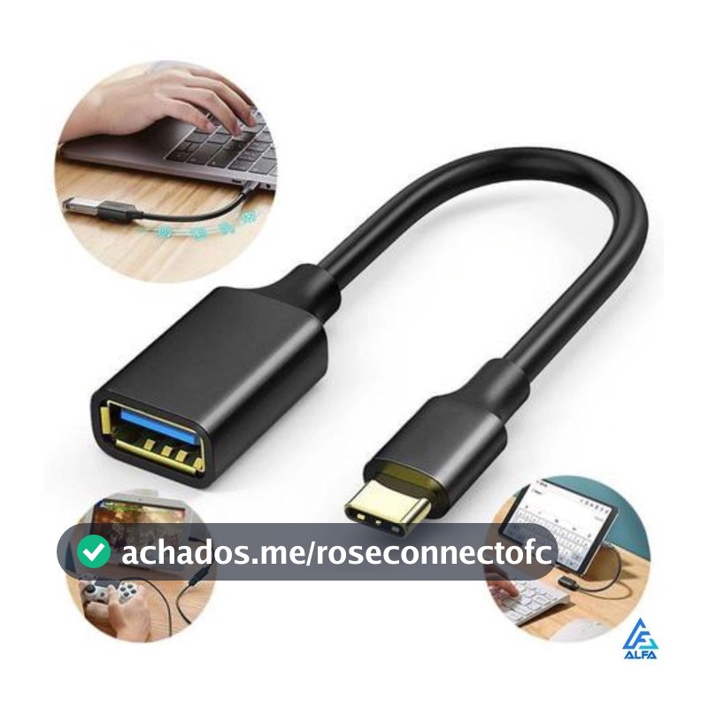 Cabo Adaptador OTG USB para Tipo C Mouse Teclado Pendrive USB-C USB-A Fêmea USB X Macho Tipo C
