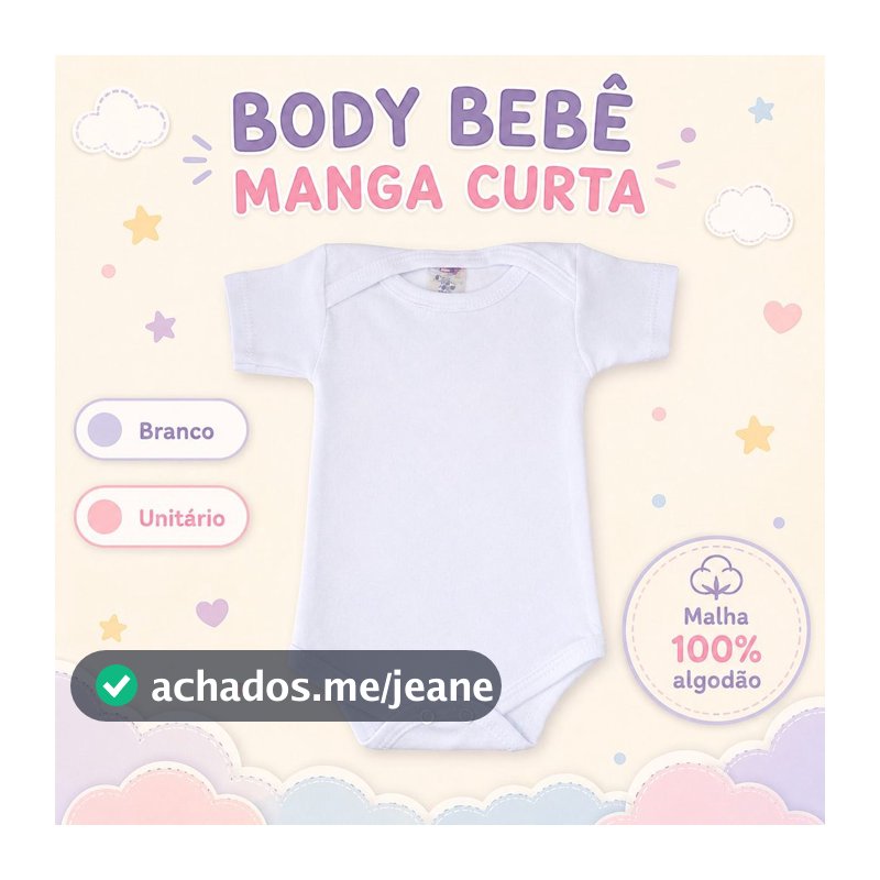 Body manga curta malha 100 % algodão branco personalizável cha de bebe