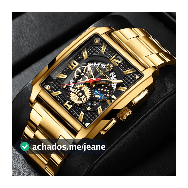 Relógio De Quartzo Masculino Quadrado À Prova D'água Luxuoso
