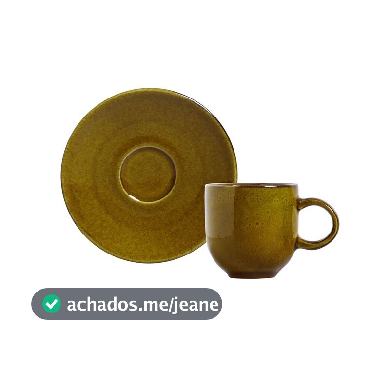 Conjunto Com 6 Xícaras De Café Com Pires Coup Stoneware Âmbar 97Ml