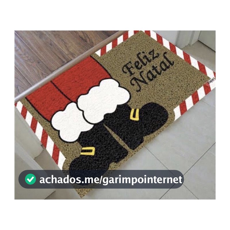 Tapete Capacho Natalino Feliz Natal Botas 60 cm x 40 cm.