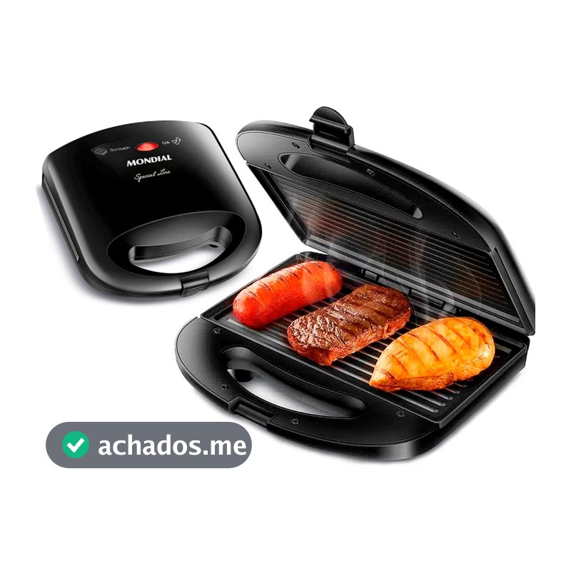 Sanduicheira e Grill Mondial Pratic SN-01 Elétrica Preto 750W - Misteira Antiaderente 127V 220V