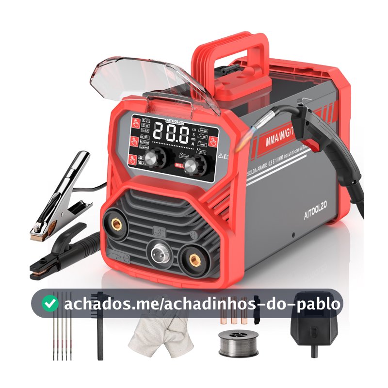 Máquina Solda Sem Gás 200A Syn Mig +Ai Mig+Tig+Mma 4 Em 1 Dispositivo Multifuncional Com Tampa Para LCD Aitoolzo 220V