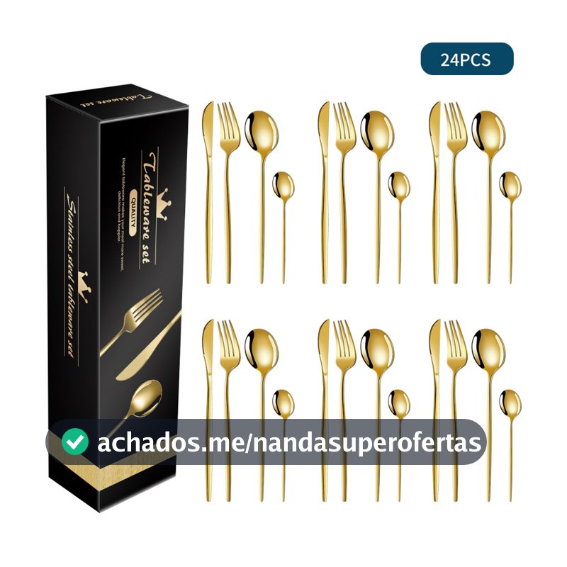 24 Kit Jogo De Talheres Inoxidável 416 Suprimentos De Cozinha Talheres de Dourados Talheres