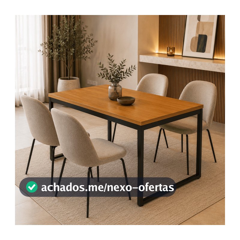 Mesa de Jantar Industrial Pés em Aço 105 x 75 cm Montagem Muito Fácil Decoração Moderna Madeirado Resistente