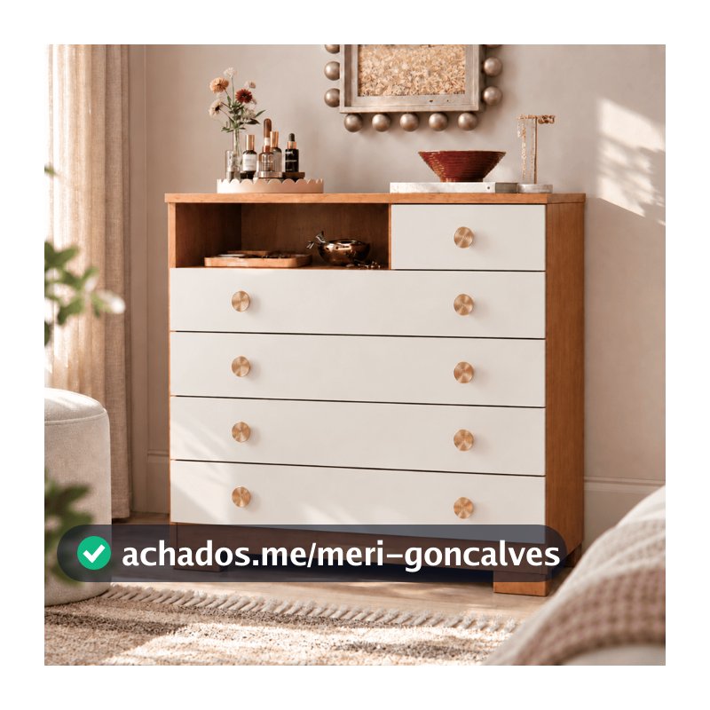 Cômoda 5 Gavetas Para Quarto Casal Solteiro C/ Pés Corrediças Telescópicas Organizador Roupas Select
