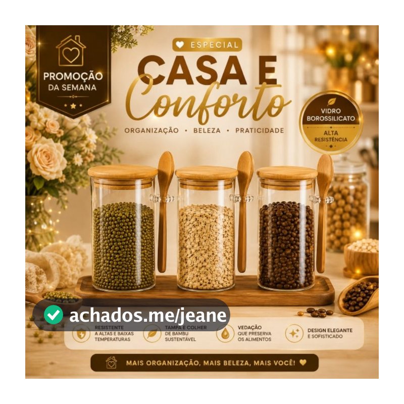 Pote de Vidro com Tampa Colher Bambu 410ml Porta Temperos Açúcar Café Condimentos Grãos Borossilicato