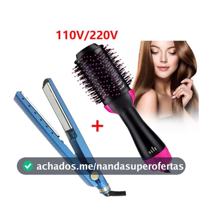 Escova Secadora Alisador Elétrica Quente Cabelo Hair 110V/220V+Volts Alisadora Profissional de Cabel