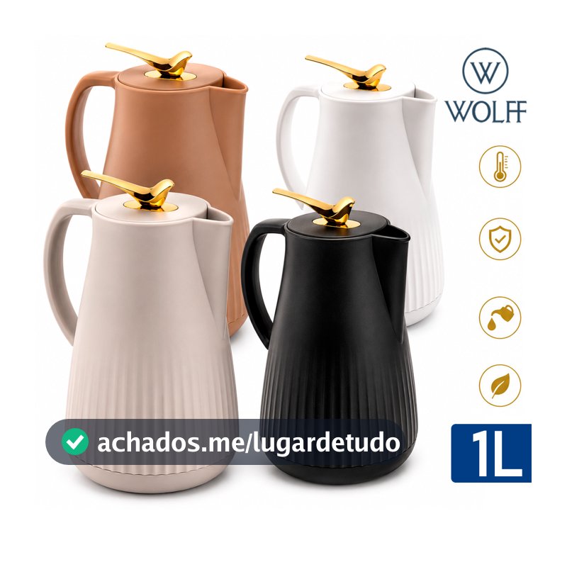 Garrafa Térmica De Água Café 1L New Bird Gatilho Pássaro Decorativa Chá Wolff Luxo Elegância